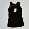 Ladies singlet top with mesh and cut out – black with black mesh