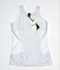Ladies singlet top with mesh panels – white with white mesh
