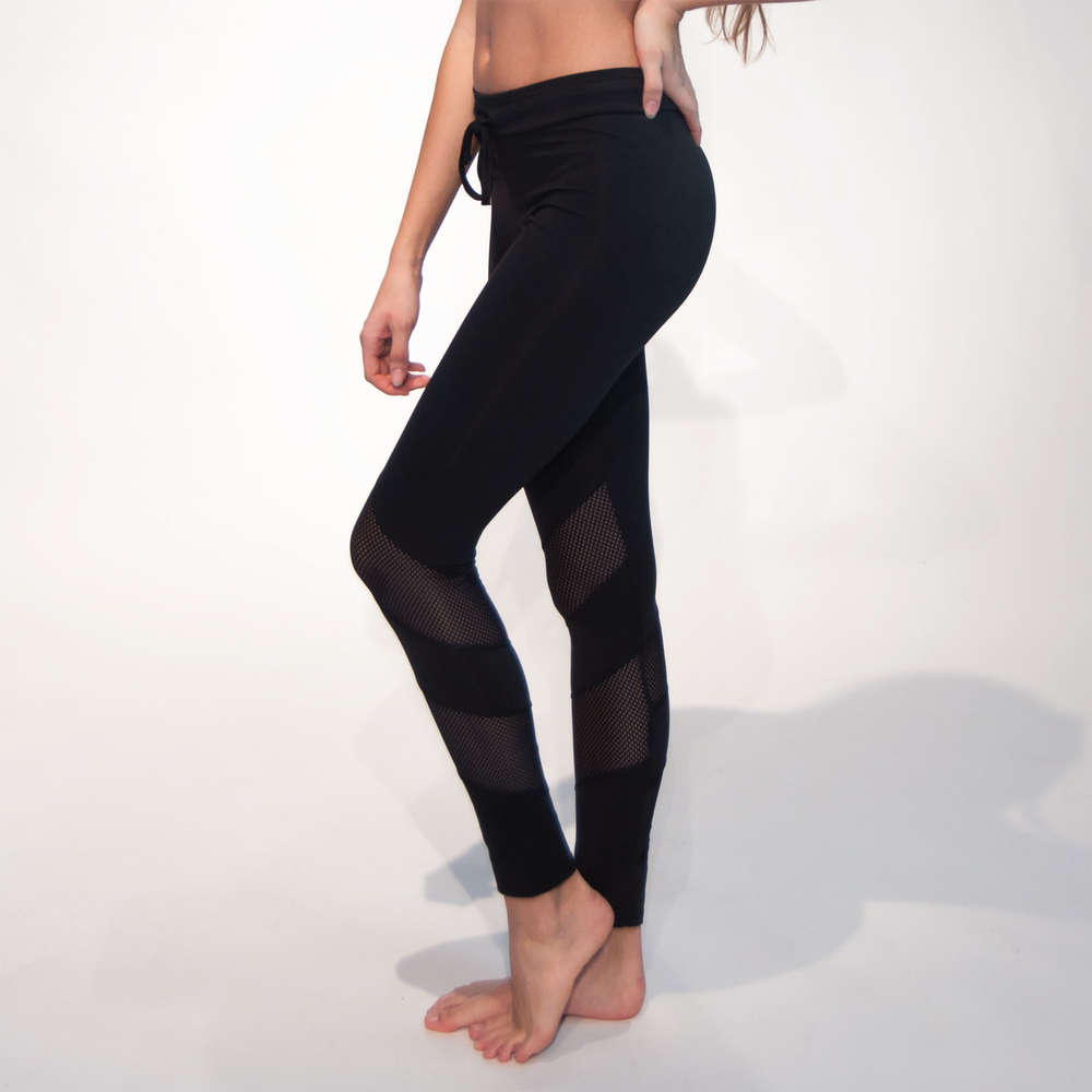 Ladies low waist legging with mesh panels – black - #31 – number31